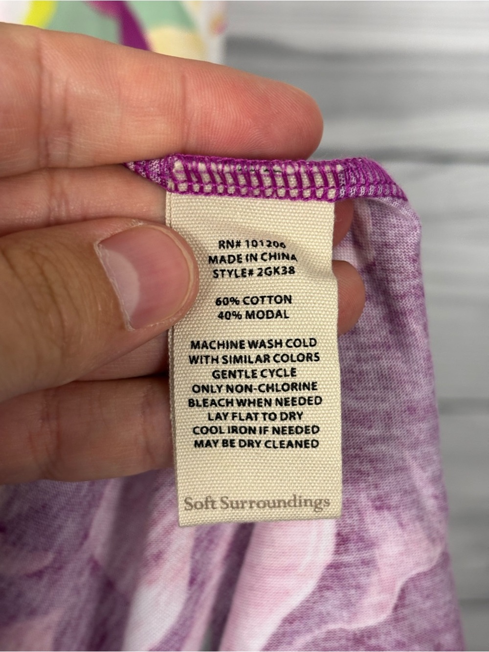 Soft Surroundings purple floral cotton/modal maxi dress size large - Picture 4 of 6